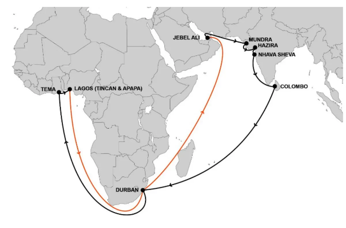 Middle East Africa Express (MIAX) service is adding Hazira to its rotation