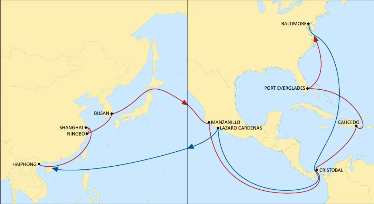 Port Rotation Change on Far East to USA Service