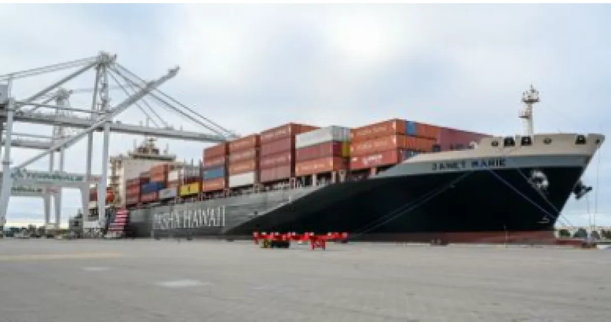 Pasha Hawaii celebrates the inaugural arrival of MV Janet Marie at the Port of Oakland with a christening ceremony