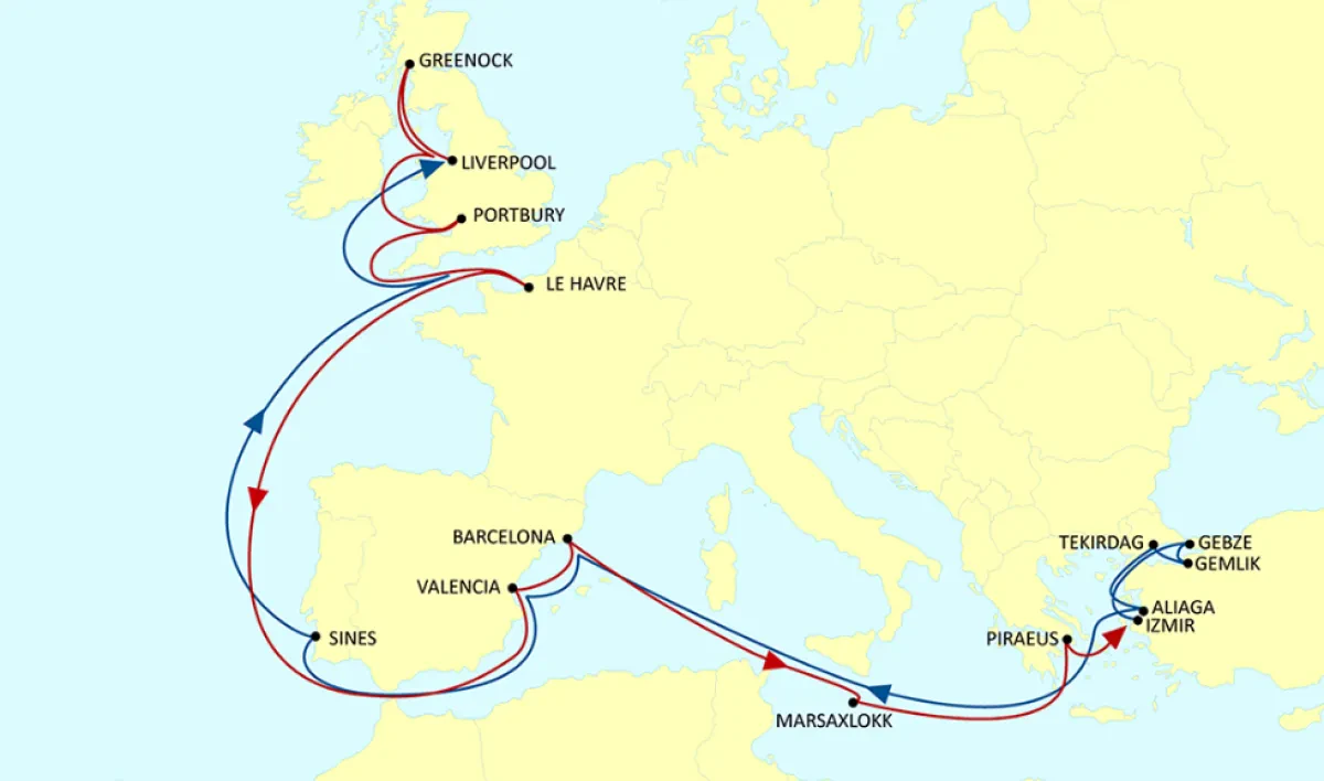 New MSC Türkiye to/from UK West Coast Service Rotation