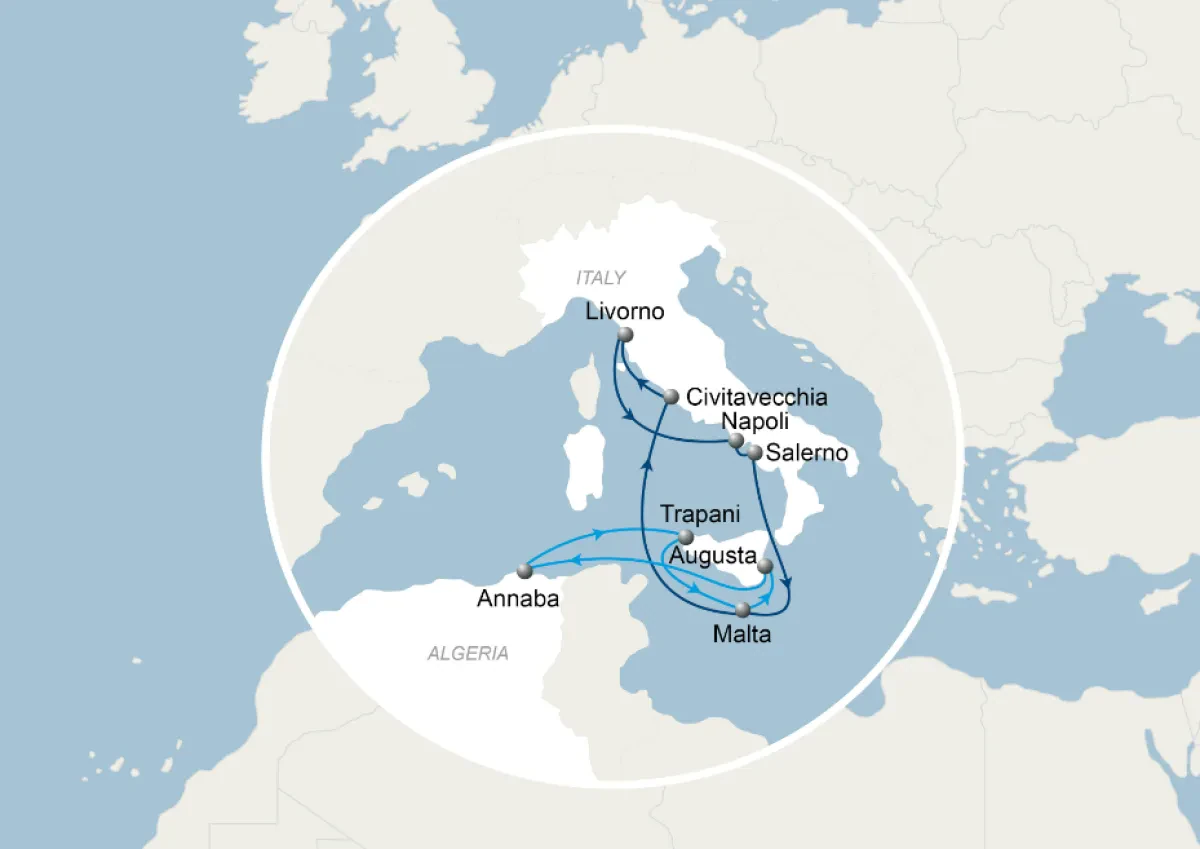 TYRREX - Move to Augusta port in Sicily