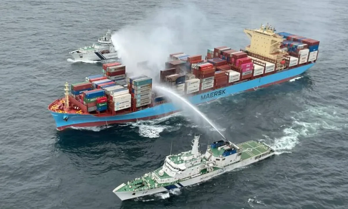 Fire-struck Maersk ship moved away from Indian coastline