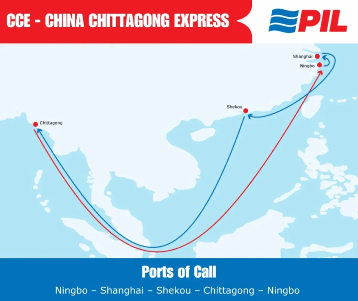 PIL expands Intra Asia coverage with new China Chittagong Express (CCE)