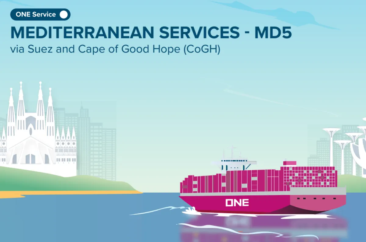 ONE - New Service Announcement Mediterranean 5 (MD5) - Effective From February 2025