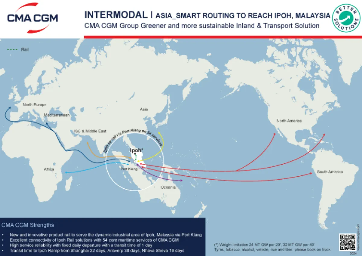 Intermodal - Smarter solution to reach Ipoh, Malaysia by rail service with CMA CGM