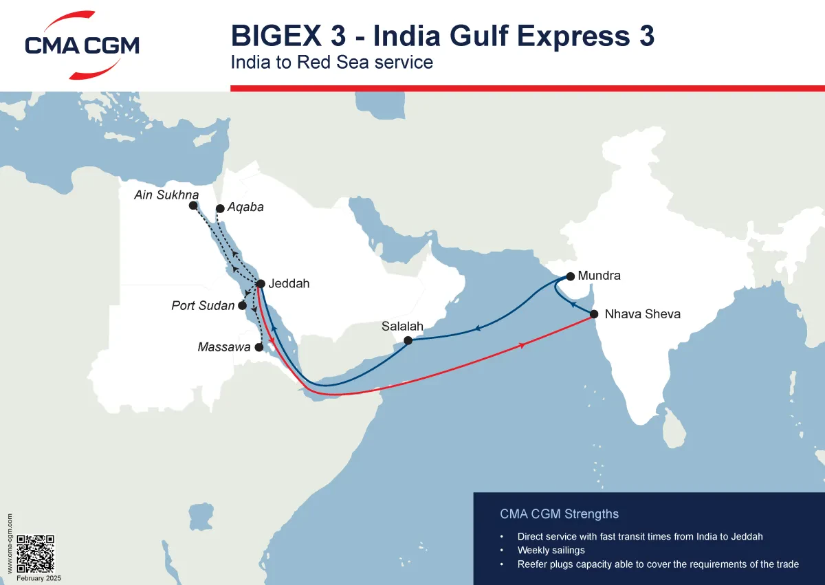 CMA CGM to strengthen its BIGEX Lines Network connecting the Indian Subcontinent, Gulf & Red Sea