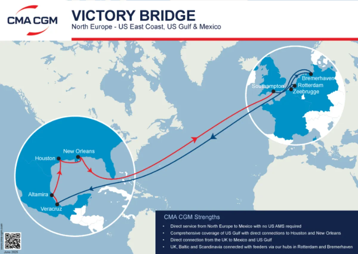 CMA CGM - VICTORY BRIDGE to adjust its rotation and call at Zeebrugge, Belgium