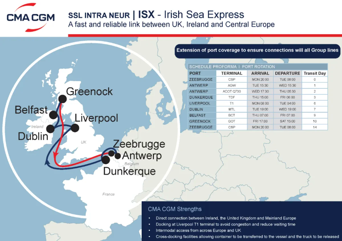 CMA CGM to enhance ISX, its service connecting the UK, Ireland and Central Europe
