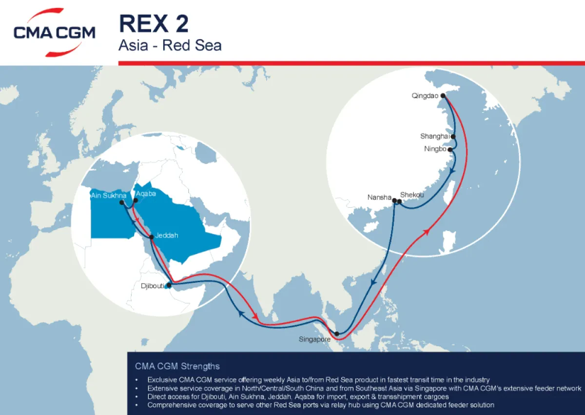 CMA CGM REX2 Service upgrade: Enhanced coverage between Asia and Red Sea