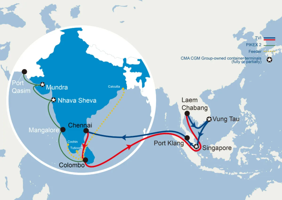 CMA CGM - Launch of TVI service connecting Thailand, Vietnam and Malaysia to South East India & Sri Lanka